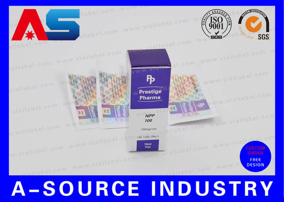 펩타이드 2ml / 3ml 병에 적합한 맞춤형 신규 회사 이름이 있는 홀로그램 접착 스티커 라벨 및 상자