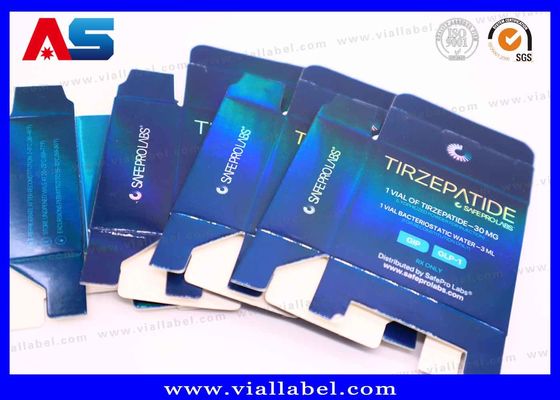 BPC Holographic Laser Small Box , Tirzepatide Pharmaceutical Box For 2 Bottles 3ml Printing
