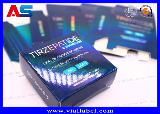 BPC Holographic Laser Small Box , Tirzepatide Pharmaceutical Box For 2 Bottles 3ml Printing