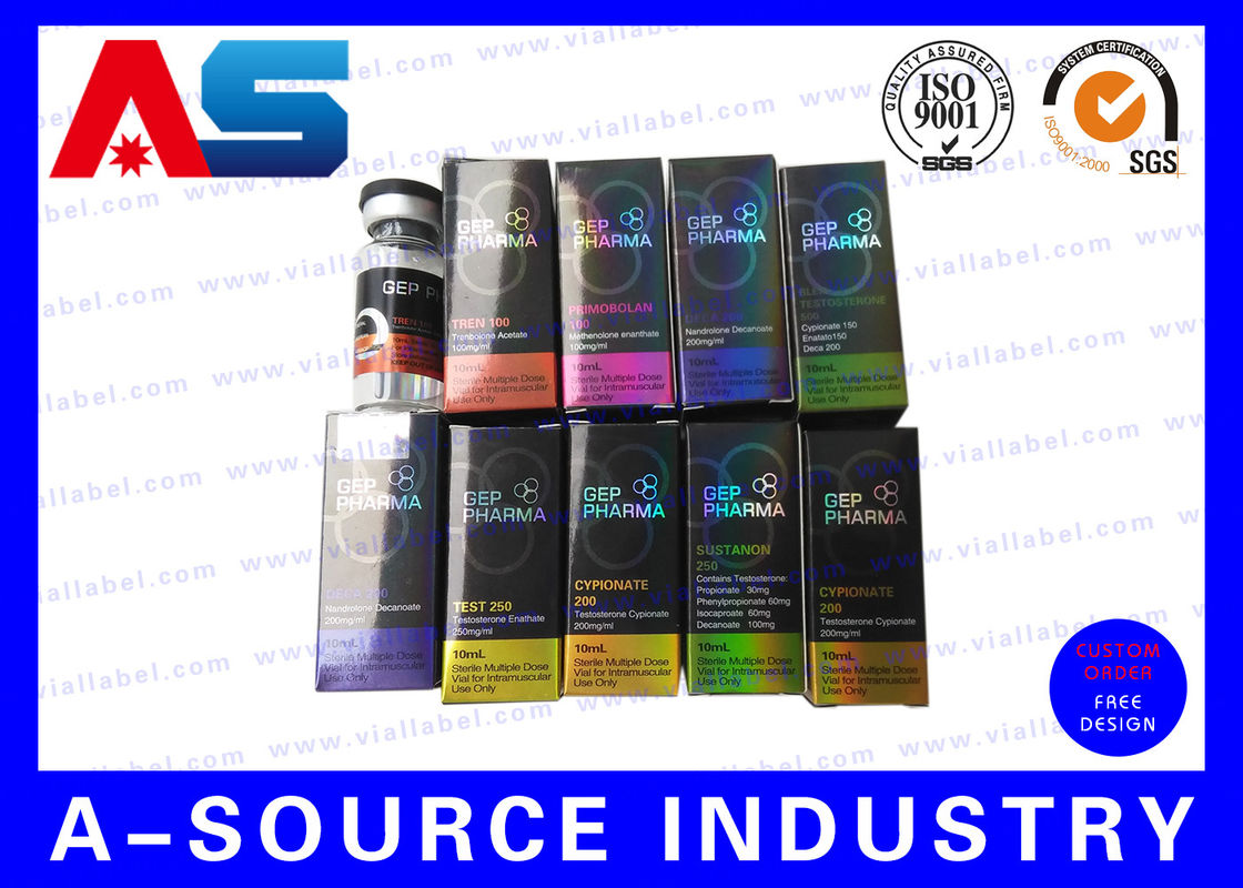 주사용 펩타이드 맞춤형 색상 & 로고 인쇄 된 코팅 된 종이 상자 10ml 방울 상자 보디빌딩 포장 상자